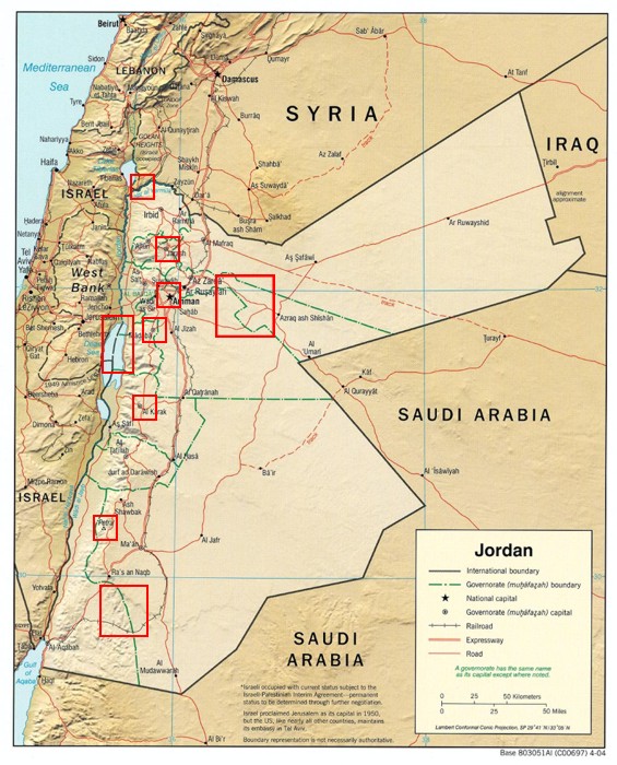 Carte de Jordanie