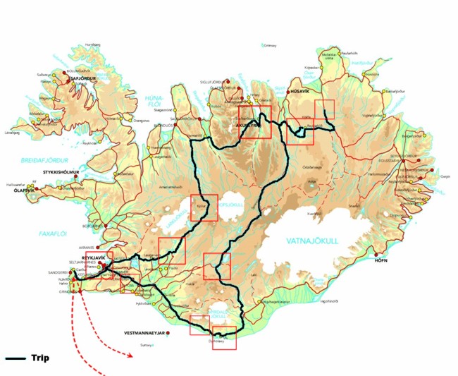 Carte de l'Islande